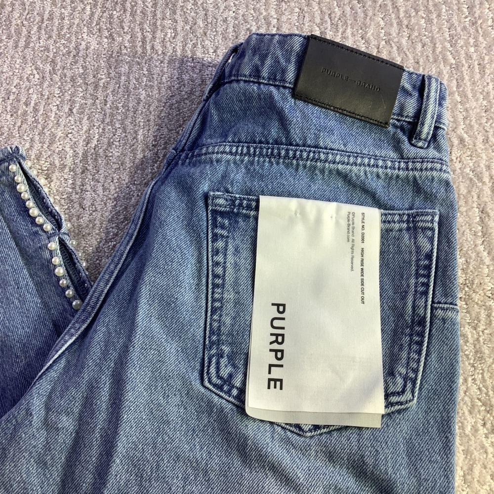 Purple Brand Womens High Rise Wide‎ Leg Jeans Size 29 Side Cut Out Pearly NWT
